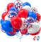 100pcs 12-inch red and blue confetti balloons set, red and blue latex balloons for decorating business events, formal dinners, weddings, birthday parties, graduation celebrations and more